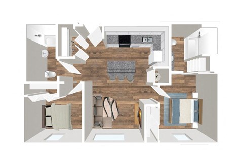 Floor plan for 2 beds, 2 baths, 850 sqft